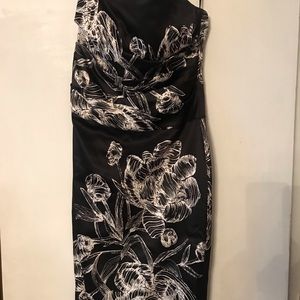 Black market - black and white satin strapless cocktail dress